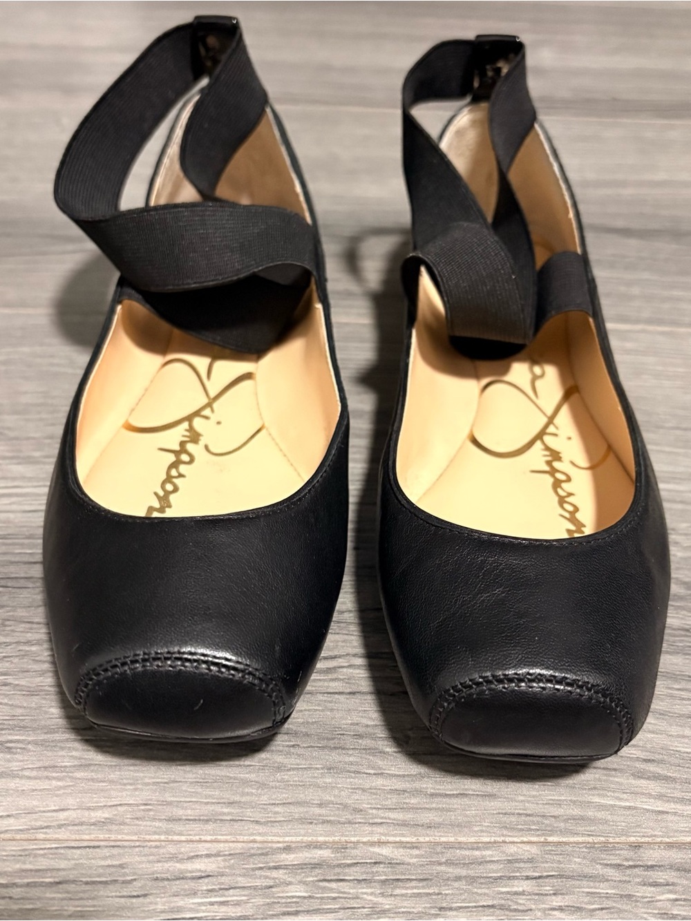 Jessica Simpson Black Elastic Crossover Ballet Flats